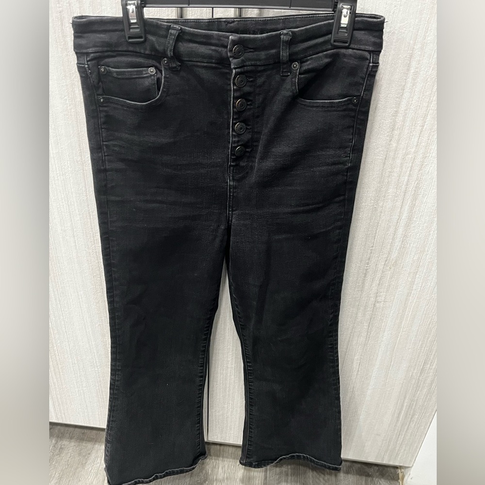 American Eagle Black Button-Fly Flare Women's Jeans